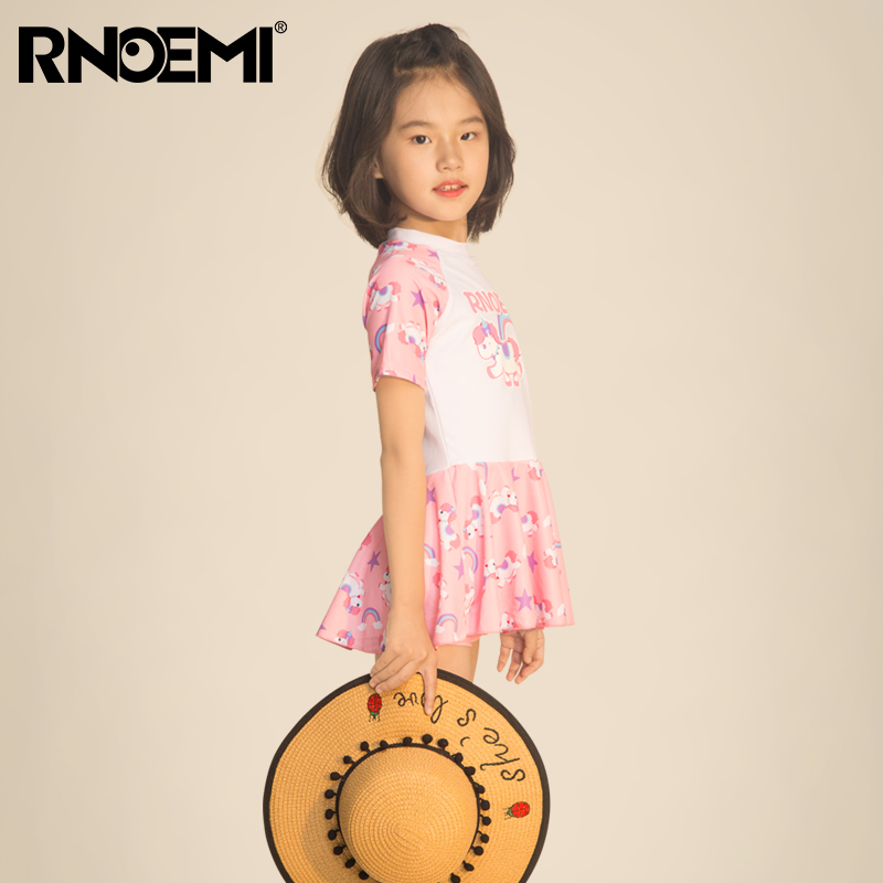 RNOEMI温泉防晒连体裙式儿童泳衣