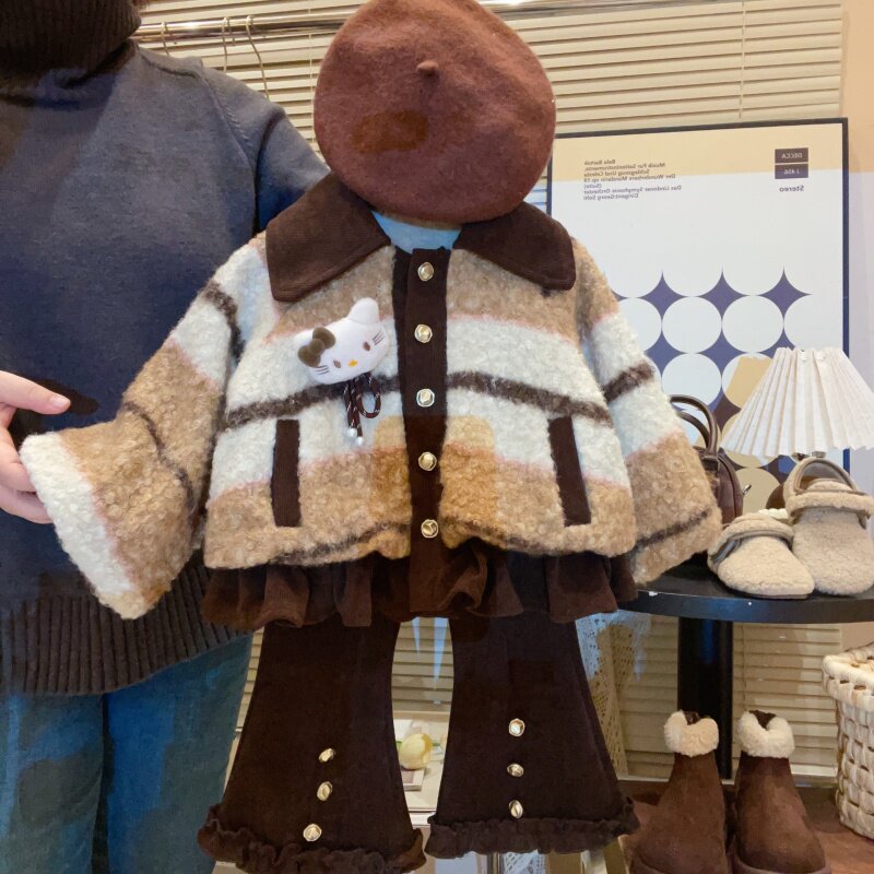 HHkids女童冬季加绒加厚保暖毛毛衣套装2025复古冬季新款GTZ171,童装/婴儿装/亲子装,套装,淘宝优惠券,粉丝福利购,淘宝优惠卷