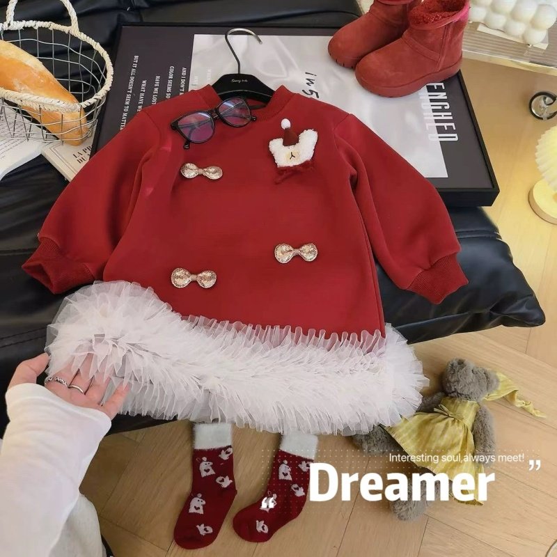 HHkids女童连衣裙洋气时尚蝴蝶结网纱加绒裙2025冬季新款GQZ267,童装/婴儿装/亲子装,连衣裙,淘宝优惠券,粉丝福利购,淘宝优惠卷