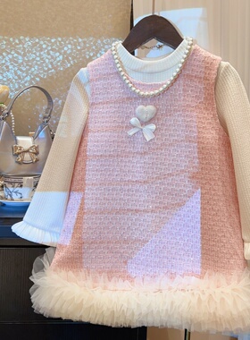 HHkids女童连衣裙春2025新款儿童背心公主宝宝洋气蛋糕裙BQZ522