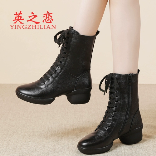 英之恋 Сапоги, туфли, танцующие ботинки, тренд сезона, из натуральной кожи, мягкая подошва