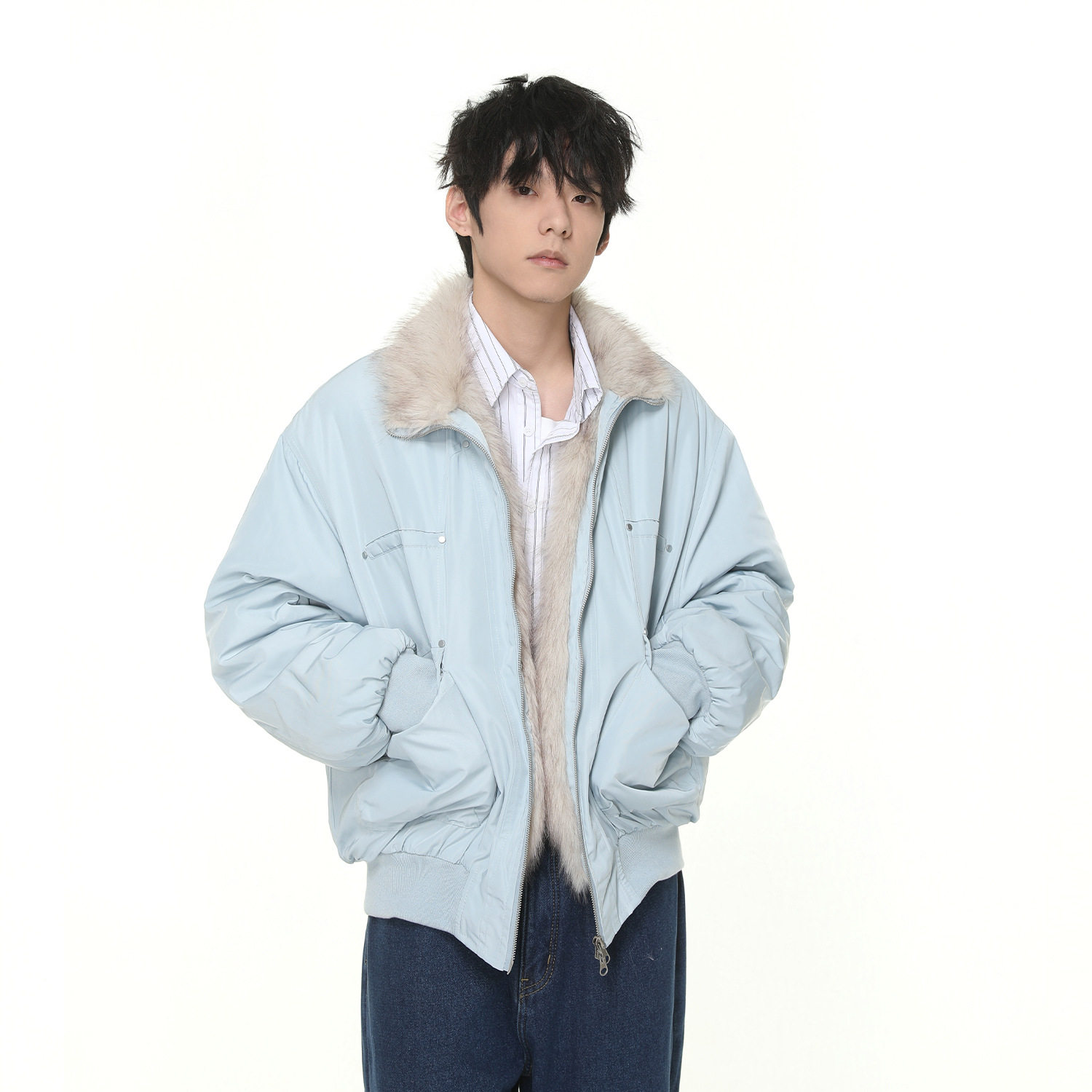 AKDAD高级感男韩系外套座山雕秋冬立领廓形宽松厚夹克棉服休闲潮