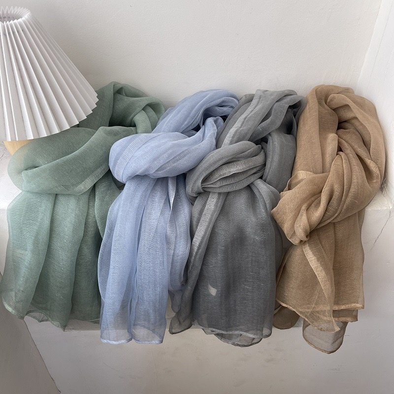 飘逸舒适感~网纱薄款围巾防晒旅游披肩两用女春夏秋纱巾高档丝巾