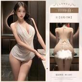 惟尼诗夜店女士系带文胸套装 内衣性感纯欲透视诱惑免脱睡衣开档