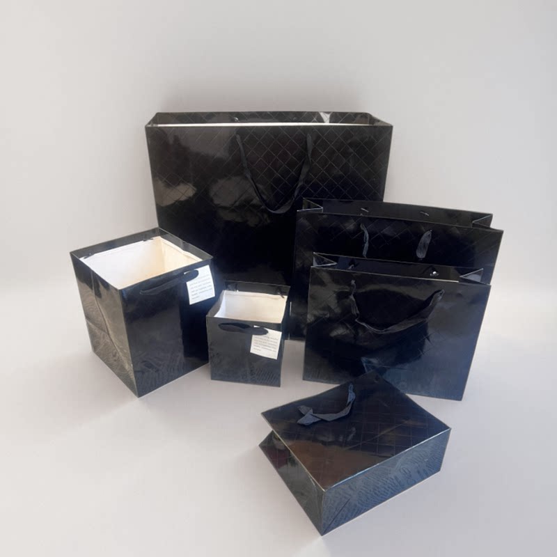 黑色钻纹手提袋纸袋加厚鞋盒礼盒服装店手拎袋子克拉恋人用的袋子