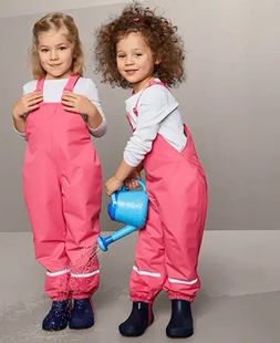 儿童加绒雨裤冲锋裤滑雪裤男童女童背带裤户外玩耍防水防污裤雨裤