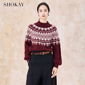 约克领提花套衫 SHOKAY绣嘉 TA山藏语 女羊毛牦牛绒混纺费尔岛风
