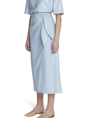 匈牙利小众皮裙半身裙蝴蝶结腰带搞艺术一横围裹裙围裹直筒裙