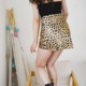 Ryanj美式 小众真丝豹纹半身裙短款 高腰松紧腰半裙超短包臀裙设计