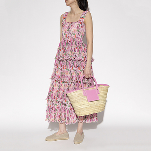 【甜蜜樱花粉】北欧小众连衣裙粉色碎花吊带裙方领蛋糕裙长款度假