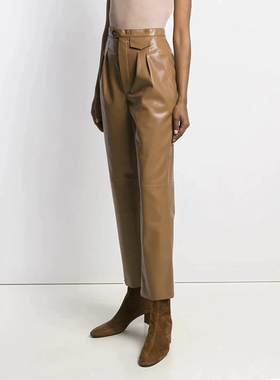 Ryanj匈牙利小众设计感皮裤微喇高腰搞艺术一横帅气中性高街nanu