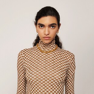 中古70s年代 露脐棋盘格复古格子衬衫 Ryanj北欧小众设计感衬衫 短款