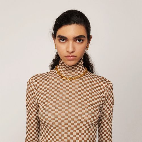 Ryanj北欧小众设计感衬衫短款露脐棋盘格复古格子衬衫中古70s年代