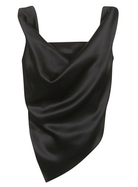 Ryanj小众设计感吊带背心醋酸丝巾背心croptop荡领背心性感短款