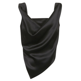 Ryanj小众设计感吊带背心醋酸丝巾背心croptop荡领背心性感短款