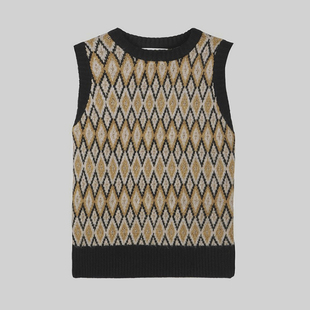  Ryanj小众设计感针织背心格子马甲学院风菱格Journal knit背心