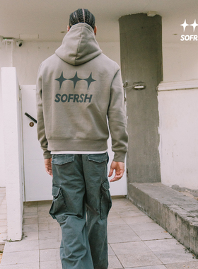 SOFRSH美式潮流运动卫衣男星标复古重磅纯棉宽松加绒连帽衫冬新款