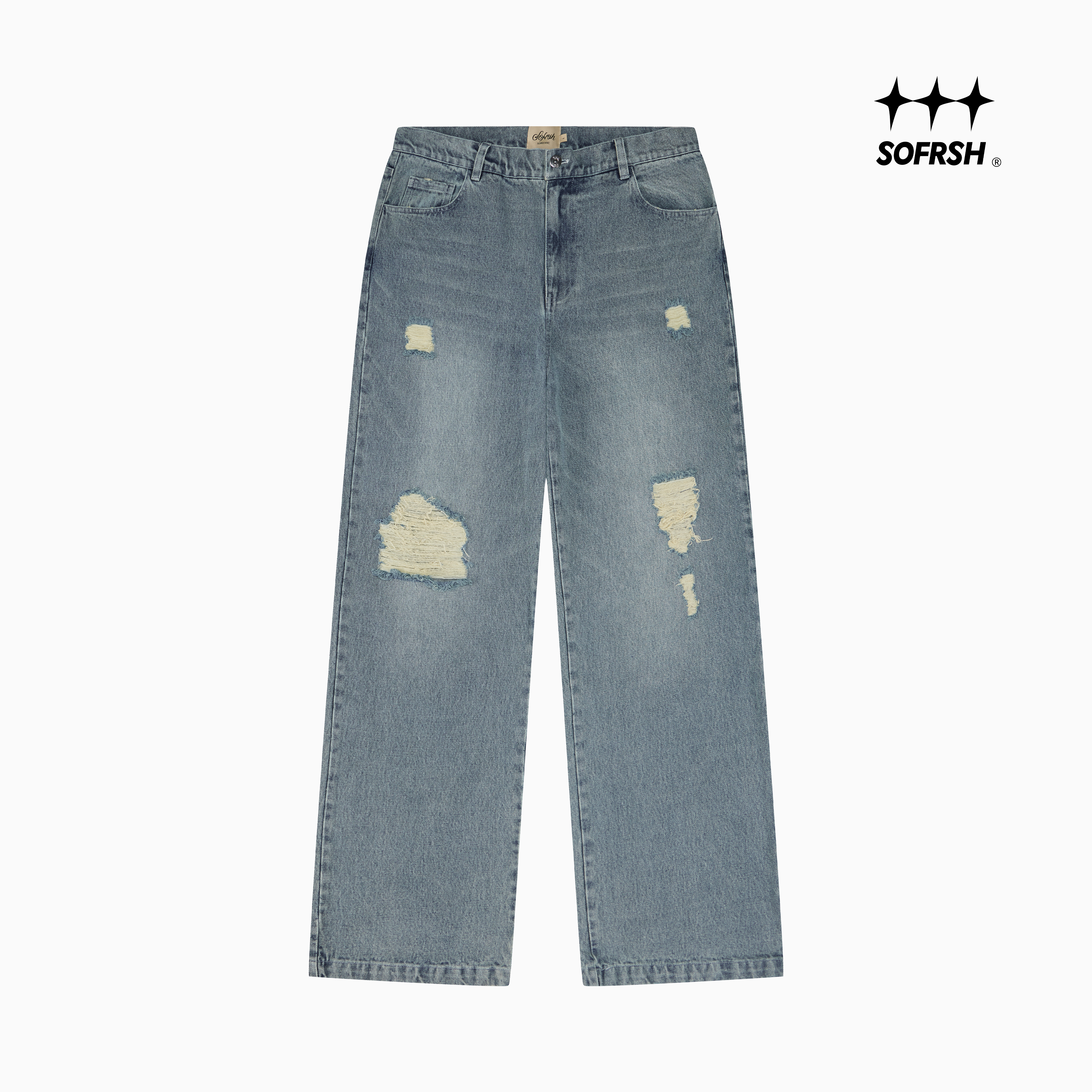 SOFRSH美式复古破洞牛仔长裤