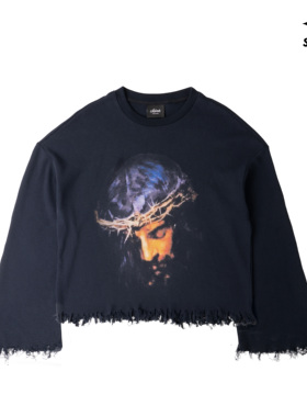 SOFRSH美式华夫格圆领长袖卫衣宽松套头衫休闲印花上衣男春秋新款