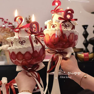 4寸大号高透新年高脚杯草莓杯酒杯蛋糕甜品饮料杯新年蛋糕装饰