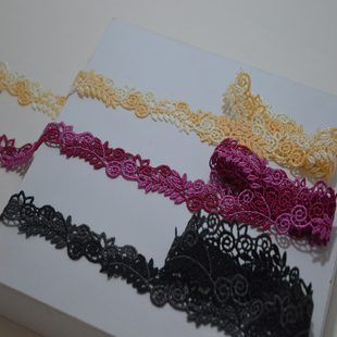 2c黄色玫红黑灰精细水溶蕾丝花边服装窗帘娃衣古装舞蹈服旗袍镶边