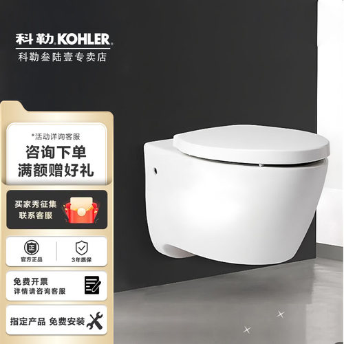 科勒壁挂马桶隐藏水箱小户型家用墙排智能维雅挂墙式座便器25255T - 封面
