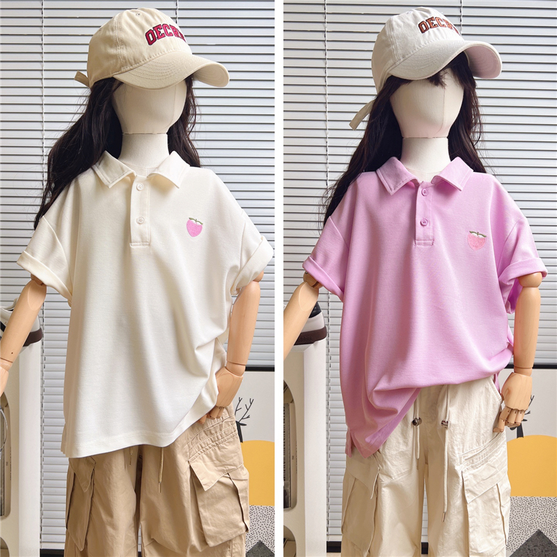 大E小e2024夏款女童POLO衫短袖