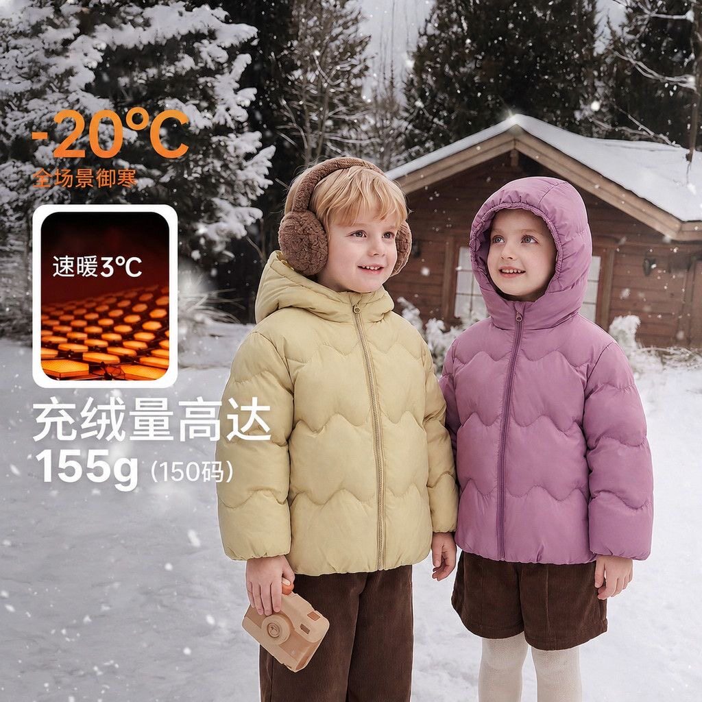 羽丰茂儿童三防连帽羽绒服抗寒