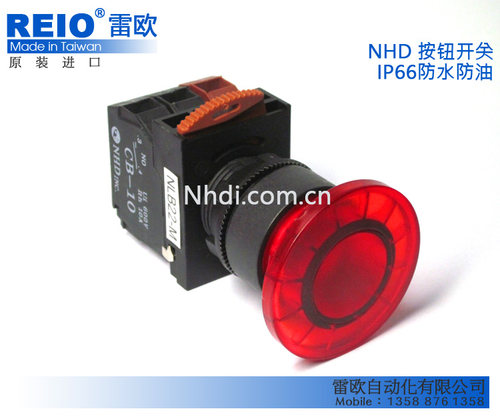 台湾贺电 NHD 原装进口 大头照光按钮 ZHA02-M NLB22-M11 1开1闭
