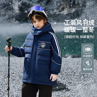 Abckids白鸭绒工装风羽绒服拜年服男童冬儿童户外运动外套