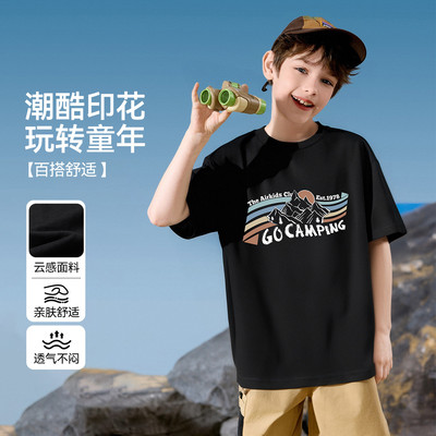 abckids短袖儿童纯棉T恤夏季男大童半袖薄款透气上衣