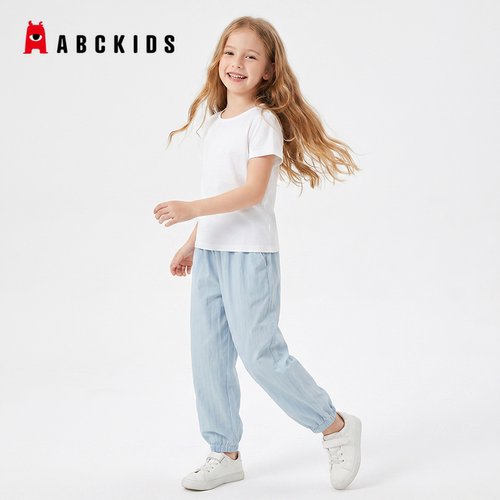 ABCKIDS童装女童休闲束脚裤夏季防蚊裤2026新款儿童纯色裤子薄款