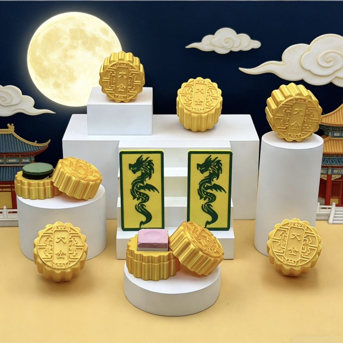 大月饼大金外形 塔悟姆巧粉盒 台球强磁巧克盒 防潮防积压 可改字