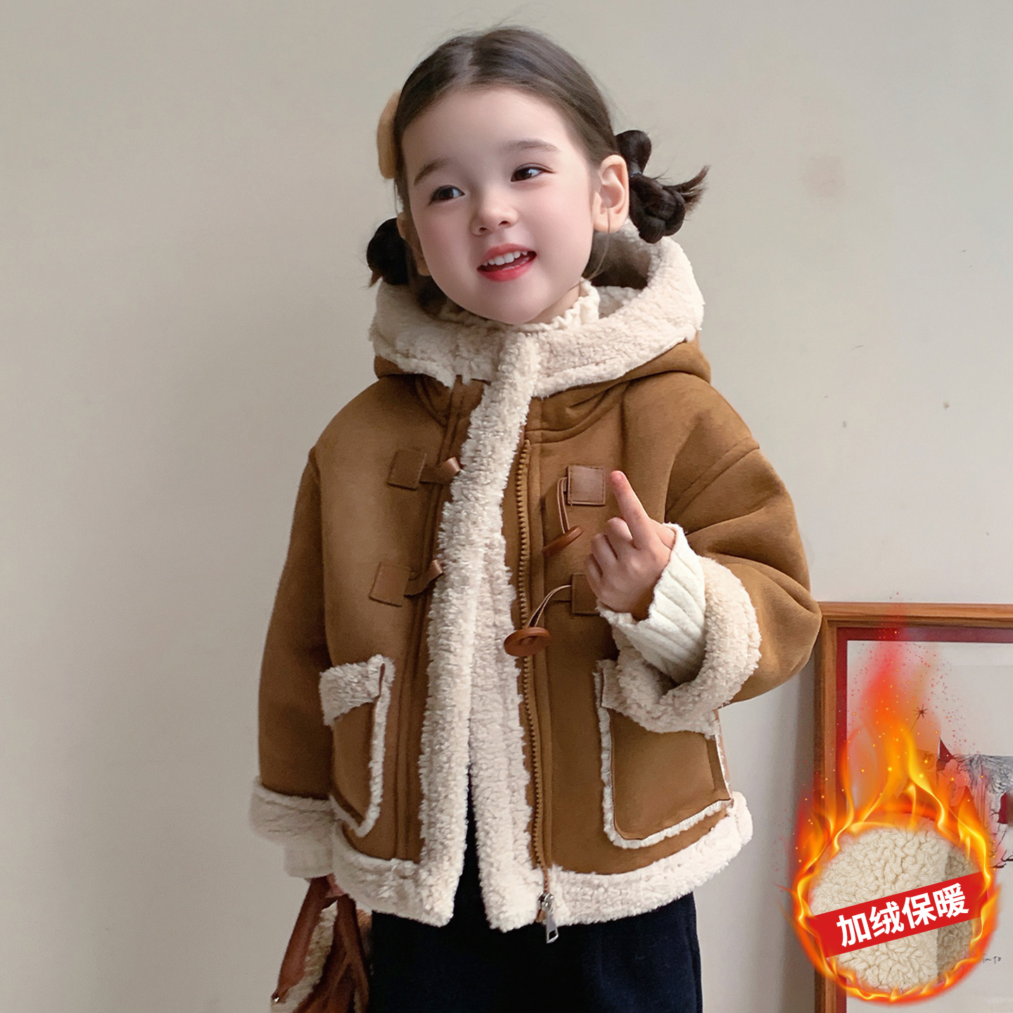 女童加绒外套秋冬季2025新款保暖