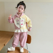 女童洋气宽松春秋季 宝宝两件套 休闲春装 卡通甜美套装 儿童2026新款
