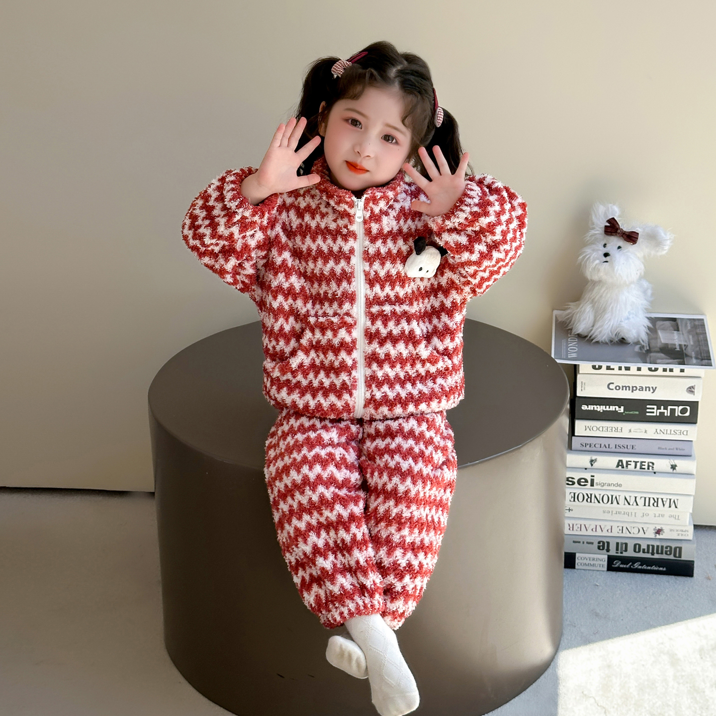 女童珊瑚绒睡衣套装秋冬2025新款