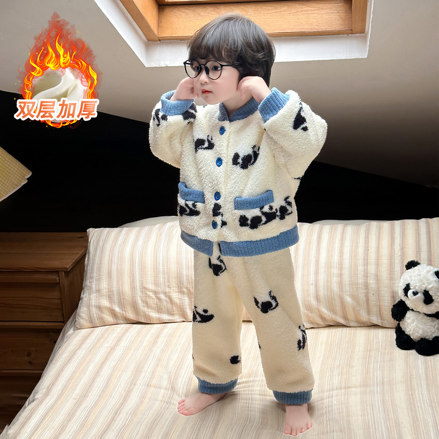 男童珊瑚绒睡衣冬季加厚款