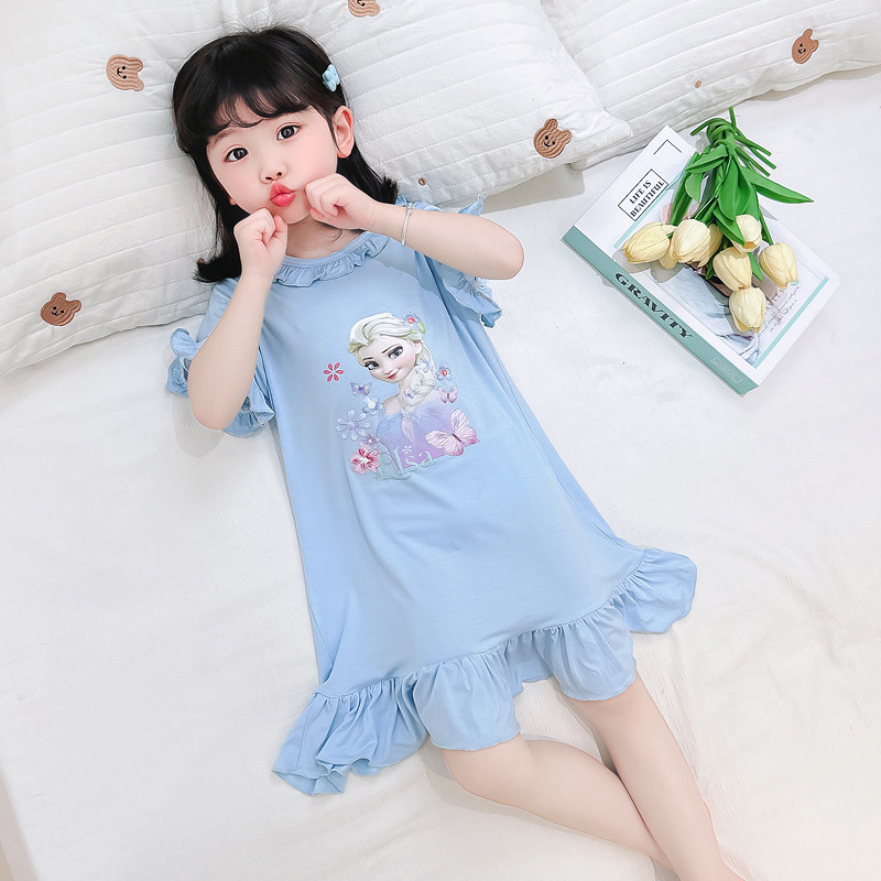 女童夏季莫代尔艾莎公主睡裙薄款