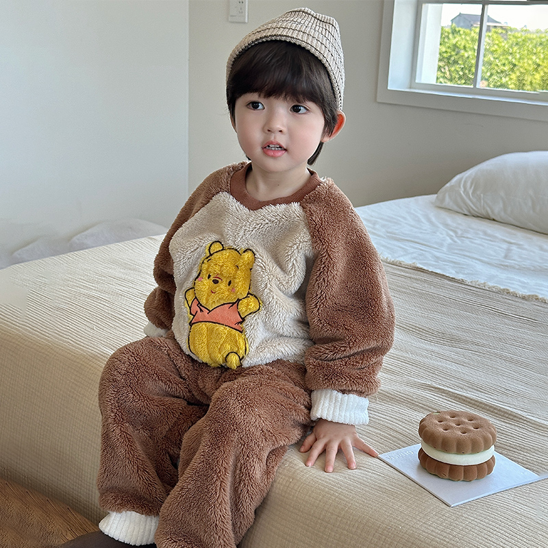 男童珊瑚绒秋冬款家居服套装