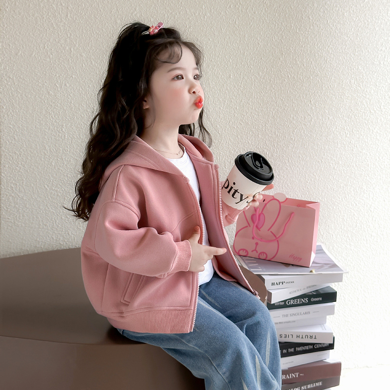 女童春款连帽卫衣外套洋气上衣