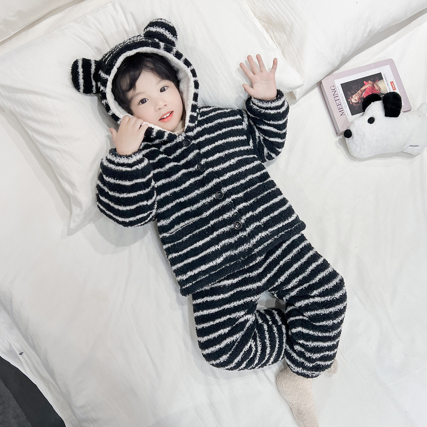 男童睡衣套装法兰绒双层加厚冬季新款宝宝儿童保暖连帽家居服冬装,童装/婴儿装/亲子装,家居服套装,淘宝优惠券,粉丝福利购,淘宝优惠卷