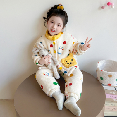 女童睡衣套装双层加厚冬装2025新