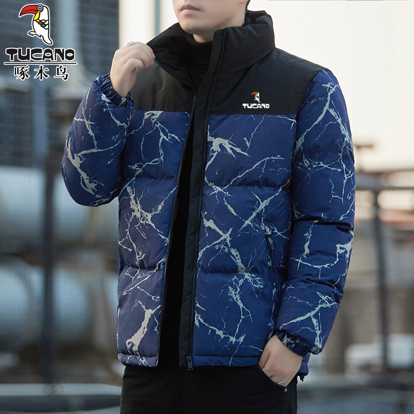 啄木鸟羽绒棉服男加厚立领棉袄子