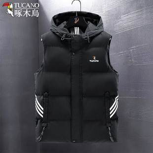 啄木鸟羽绒棉马甲男秋冬季 帅气坎肩外套 潮流马夹加厚保暖背心大码