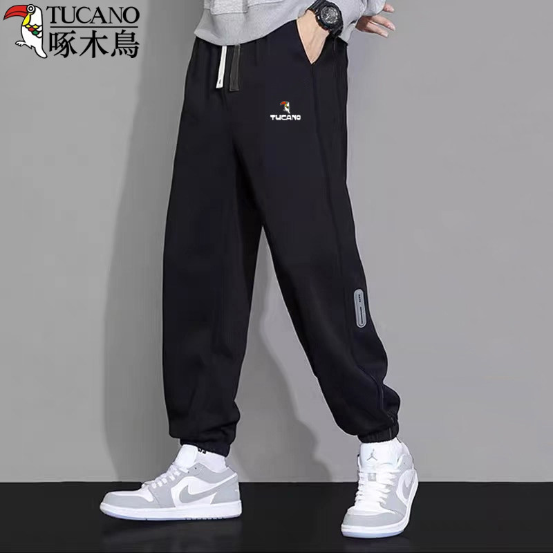 啄木鸟春秋季宽松男士运动裤潮流百搭休闲宽松卫裤帅气束脚长裤子