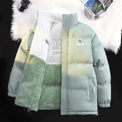 啄木鸟羽绒棉服女双面穿情侣外套