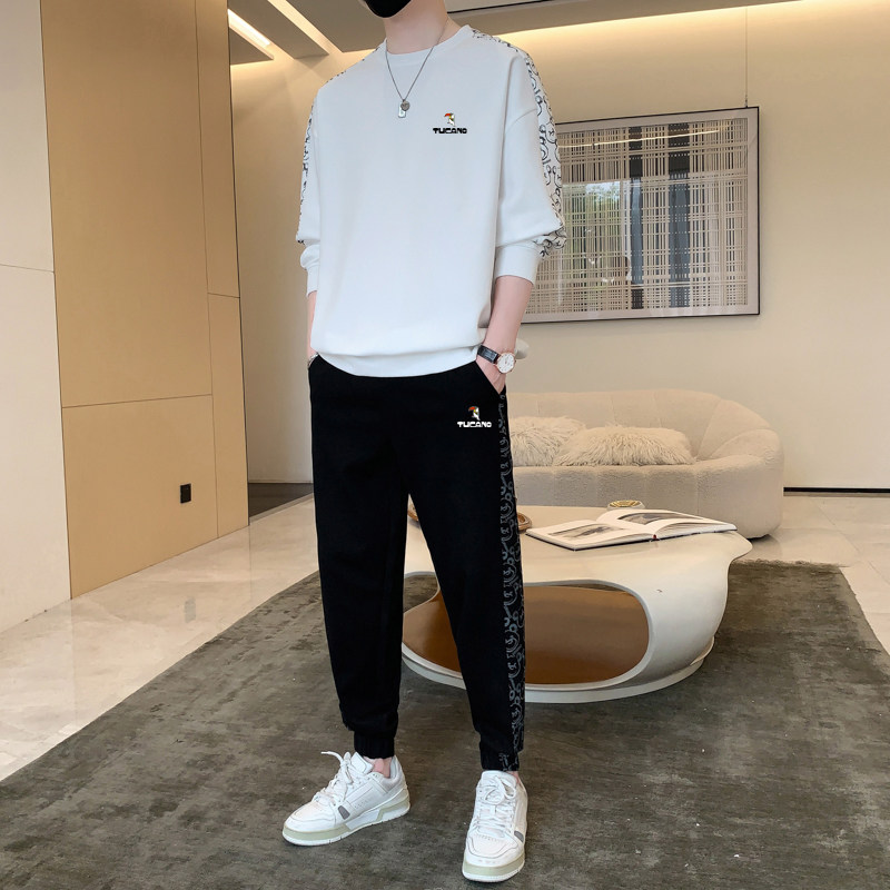 啄木鸟休闲运动套装男士2026新款潮流卫衣春秋季男装一套搭配帅气