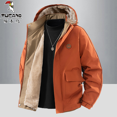 啄木鸟夹克外套男加绒加厚冲锋衣