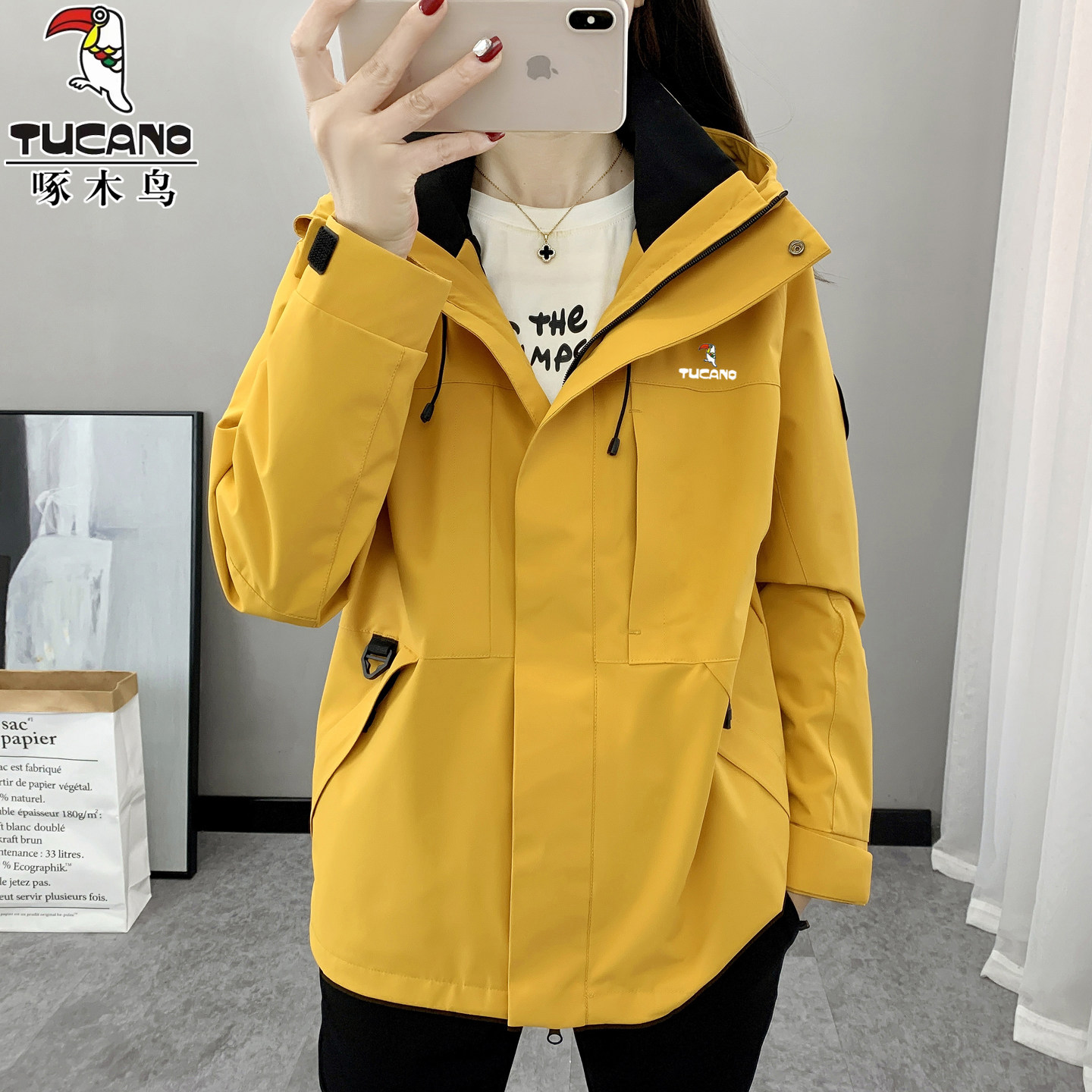 啄木鸟户外冲锋衣女三合一可拆卸小个子防风防水登山服夹克外套男