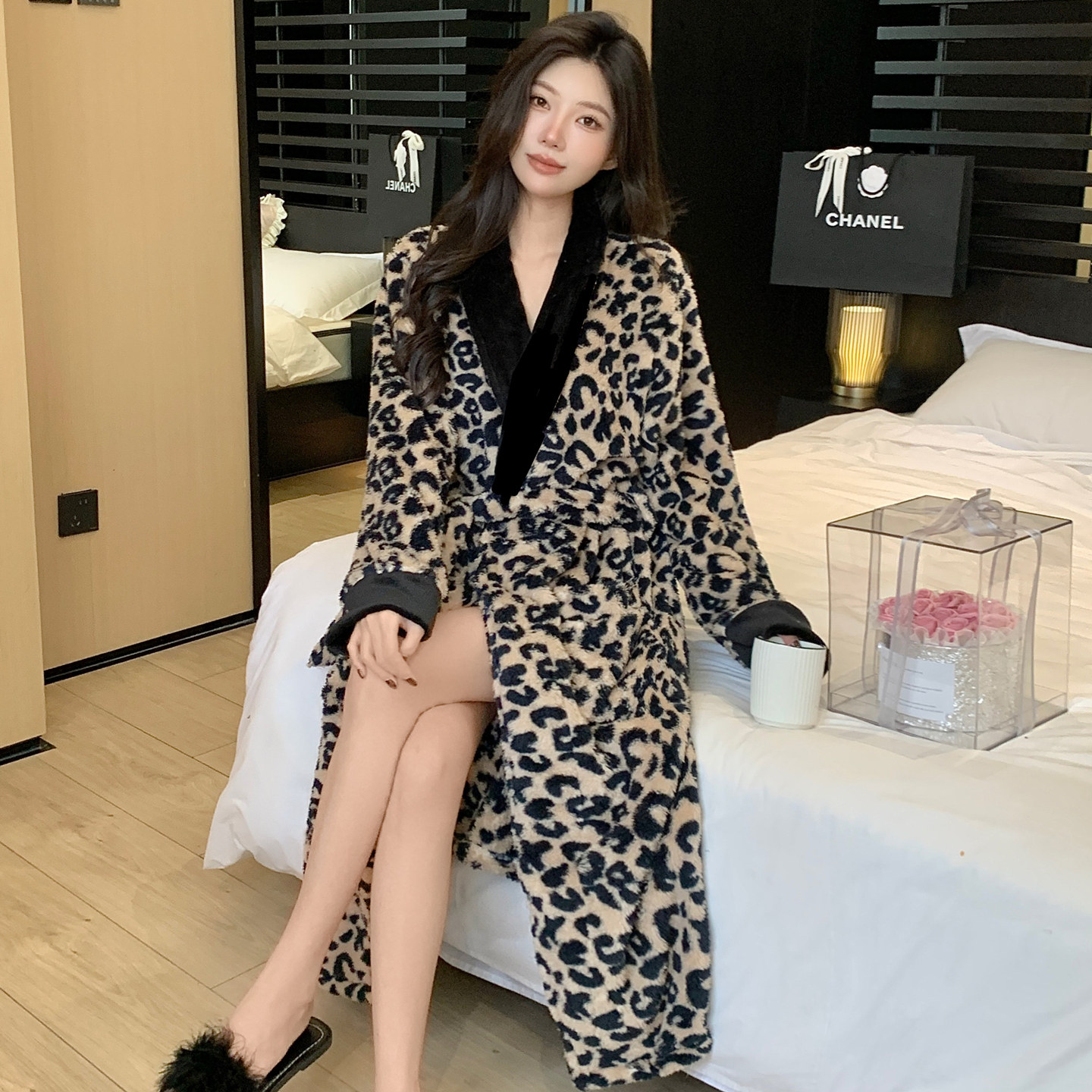 豹纹睡袍女珊瑚绒长款纯欲风睡裙加厚冬季晨袍长毛绒睡衣性感浴袍,女士内衣/男士内衣/家居服,睡袍/浴袍,淘宝优惠券,粉丝福利购,淘宝优惠卷